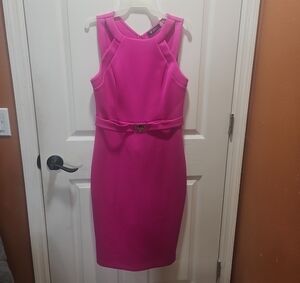 Guess Pink Halter Sheath Midi Dress